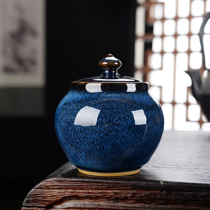 Vibrant color round ceramique urn