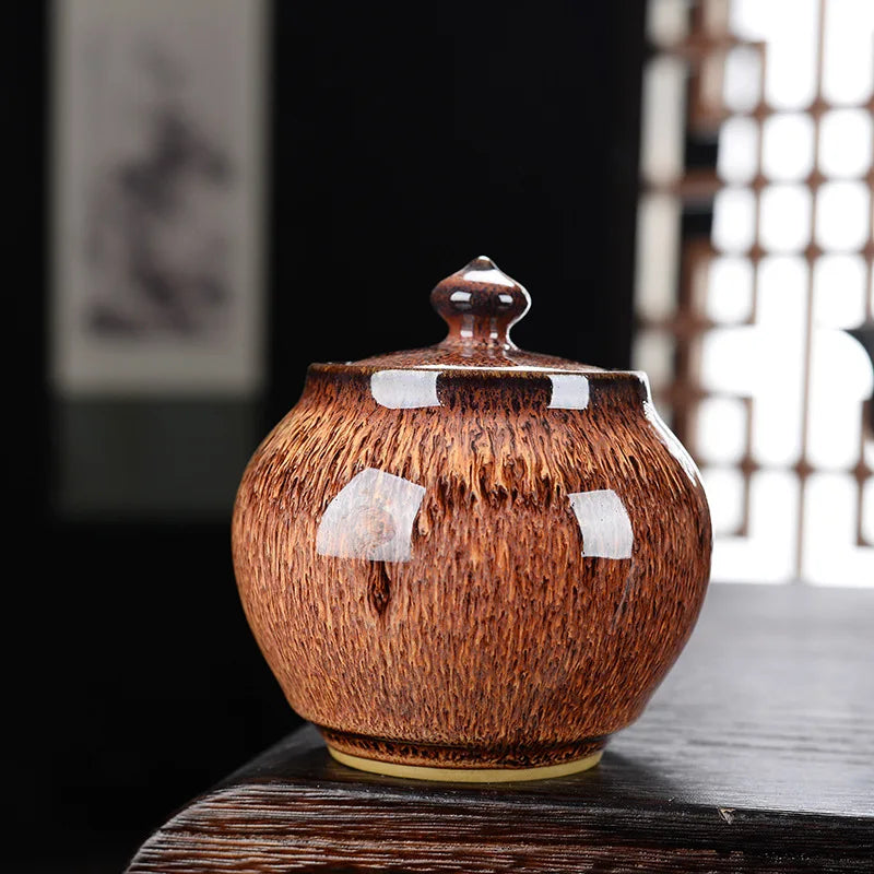 Vibrant color round ceramique urn