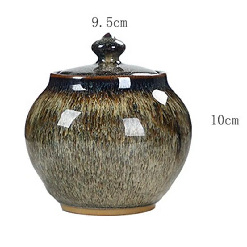 Vibrant color round ceramique urn