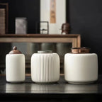 Ivory Ribbed Ceramic Urn